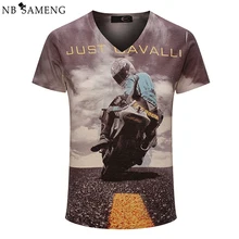 2016 New Vintage V-ausschnitt 3D Gedruckt T-shirt Männer Marke Baumwolle Herren T-shirt Mode Camisetas Hombre Fitness Kleidung 13M0577