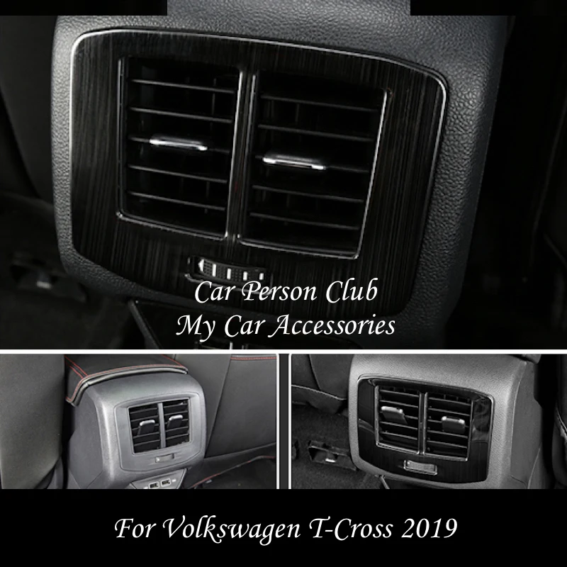 Для VW T-CROSS, задний выход кондиционера из нержавеющей стали, вентиляционное отверстие, переключатель, рамка, панель, блестки, отделка, аксессуары для автомобиля