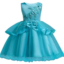 Детское кружевное платье принцессы с вышивкой для свадьбы, платье-пачка с цветами для девочек, торжественное платье для дня рождения Одежда для маленьких девочек от 3 до 13 лет