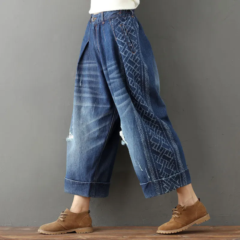 Джинсы женские винтажные свободные с эластичной талией|wide leg pants jeans|jeans ladypants jeans |