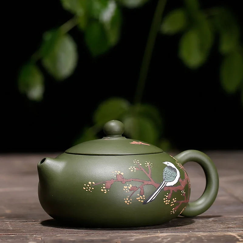 

230ML Rare Green Clay Handmade Painted Teapot Yixing Famous Kung Fu Zisha Tea Pot High Grade Tea Gift Free Shipping