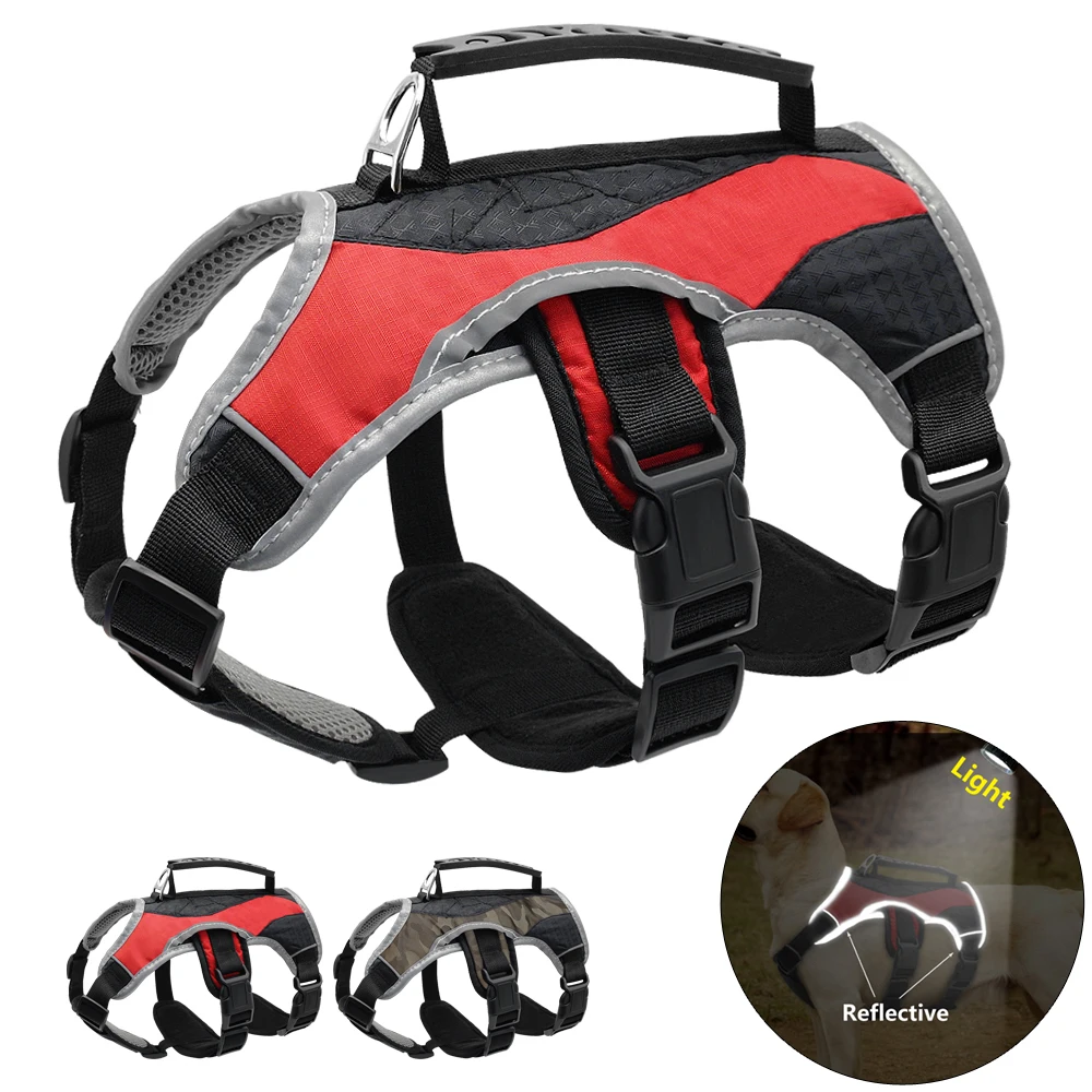 

Waterproof Large Dog Harness Durable Reflective Bull Dog Harness Breathable for Medium Large Dogs Pets Pitbull Labrador