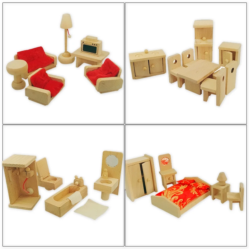 Natural Color Wooden Pretend Play Furniture Set Mini Cabinet Desk Chair Bathroom Bedroom Furnitures Kids Playing House Game Toy Natural Color Wooden Pretend Play Furniture Set Mini Cabinet Desk Chair Bathroom Bedroom Furnitures Kids Playing House Game Toy