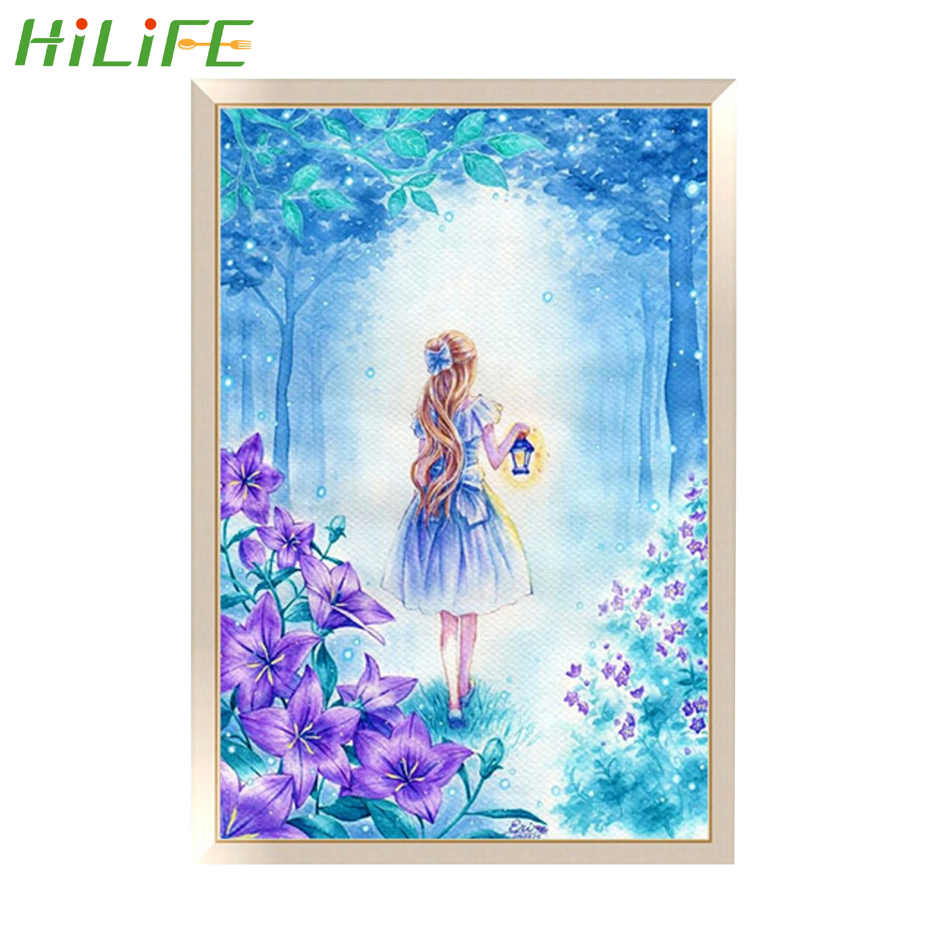 

HILIFE DIY Little Girl Holding Lights Diamond Mosaic Full Home Decor Diamond Painting Diamond Embroidery Cross Stitch