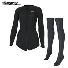 SLINX 2 мм неопрена наружное Утепленная одежда Для женщин с длинным рукавом бикини гидрокостюм чулки гольфы купальники передняя молния водолазный костюм