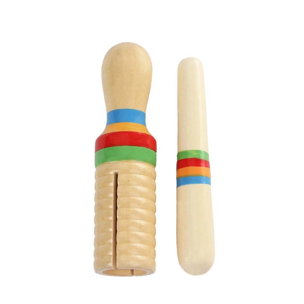 Hot sale Colorful Wooden Crow Sounder Wood Guiro Kids Children Musical Toy Persussion Instrument for Children
