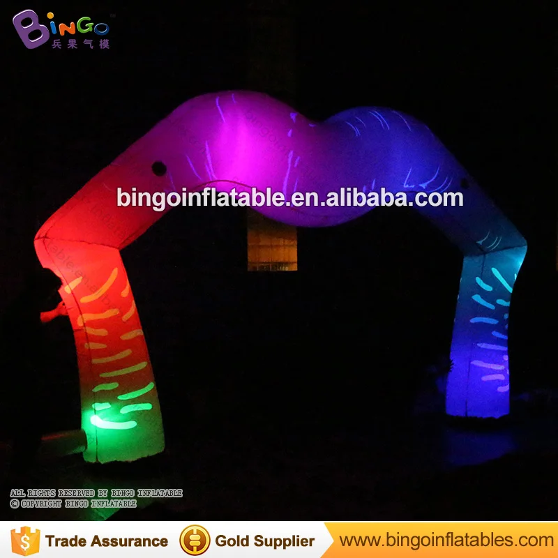 

Valentine's Day 5 Meters wide LED lighting inflatable arch color change lips shape blow up archway for party light-up toy