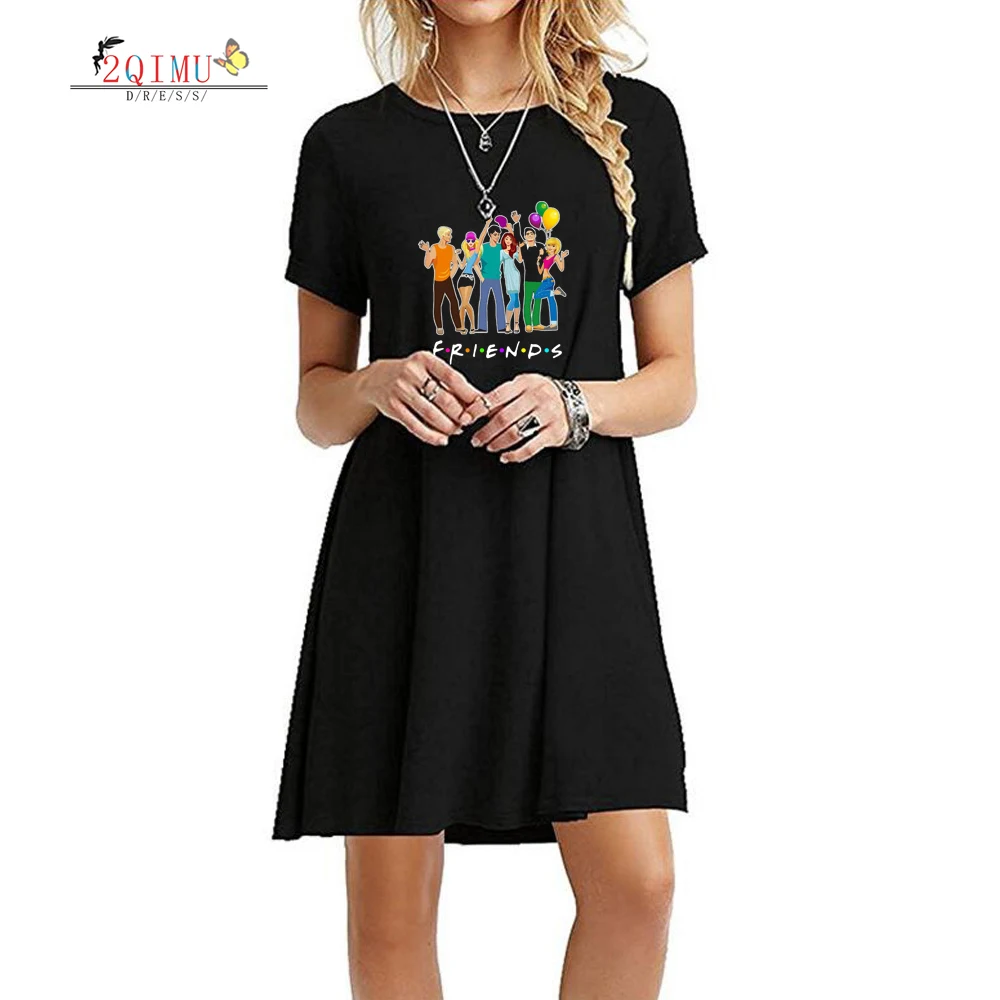 

2QIMU 2019 Womens Summer Fashion Print Short Sleeve Dress A-Line Slim Dress Womens O-Neck Casual Knee-Length Dress Vestidos Sexy