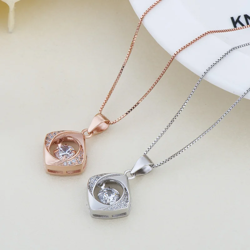 

Wholesale Jewelry Sterling Silver Necklace Pendant Zircon Classic Pendant for Women 925 Silver Clavicle Box Chain 45cm with Box