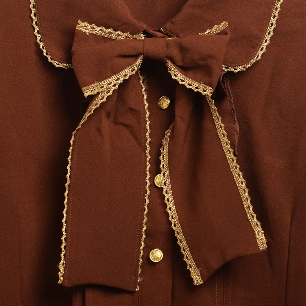 Винтажная блузка принцессы в стиле Лолиты в викторианском Королевском Стиле, готический бант, шифоновая Ретро Рубашка с длинными рукавами, топы