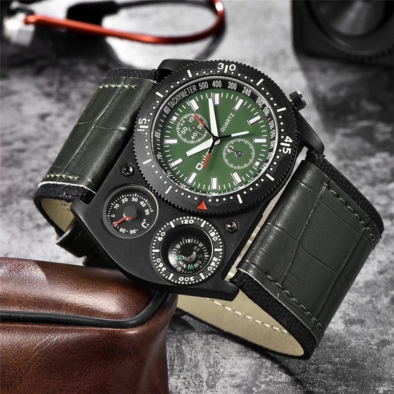 Oulm HP4094 Army Green спортивные мужские часы широкий ремешок повседневные кварцевые
