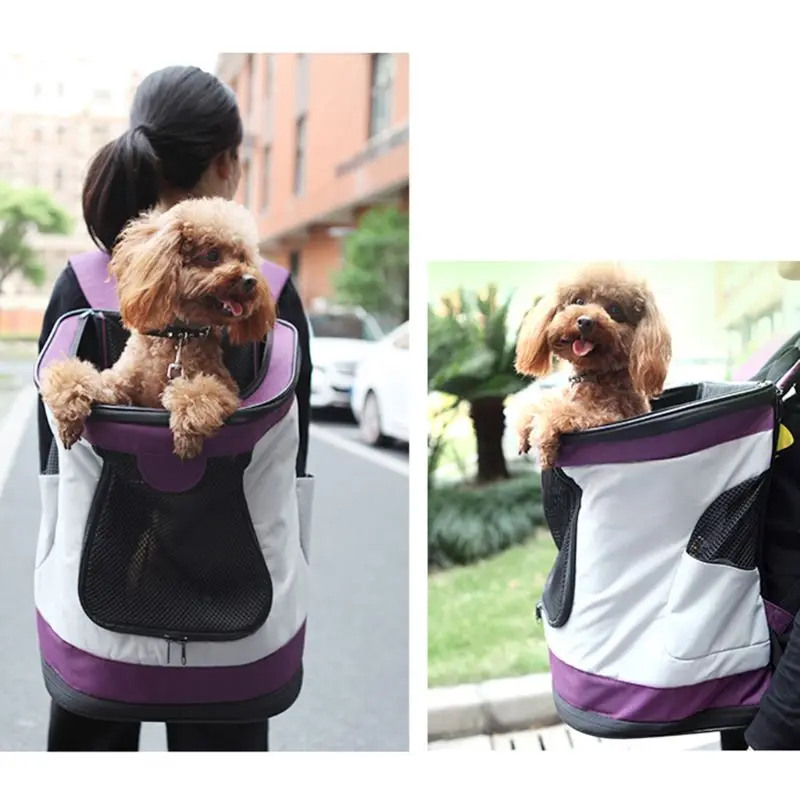 Dogs Backpack Carrier Foldable Waterproof Pet Rucksack Puppy Cat Soft Sided Travel Bag Padded Top Open Breathable Mesh Waist Str