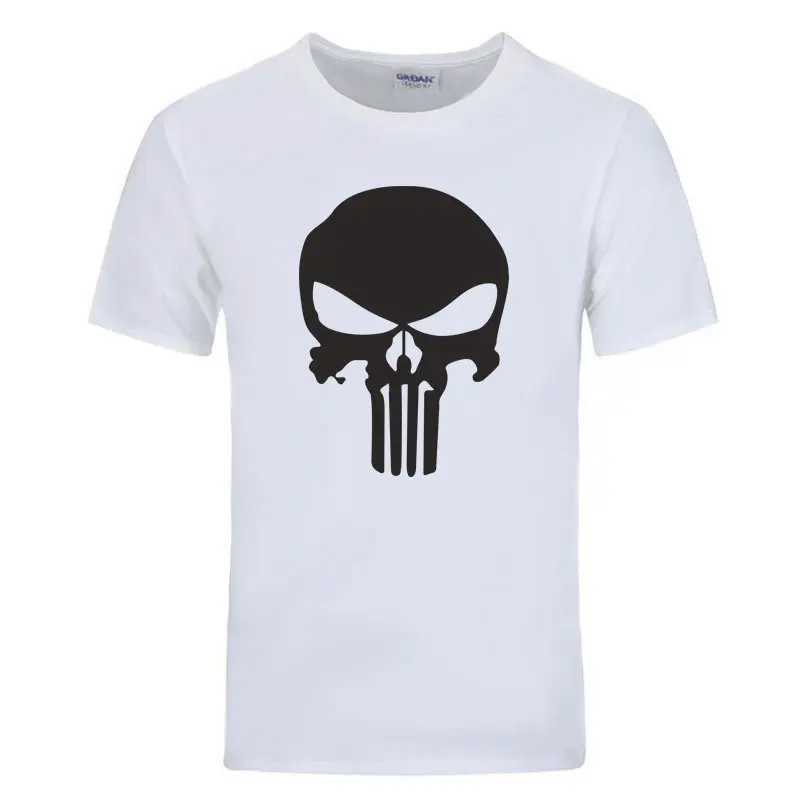 Каратель, футболки для мужчин, хлопковая Модная брендовая футболка, мужская повседневная футболка с коротким рукавом, Мужская футболка punisher - Цвет: white2