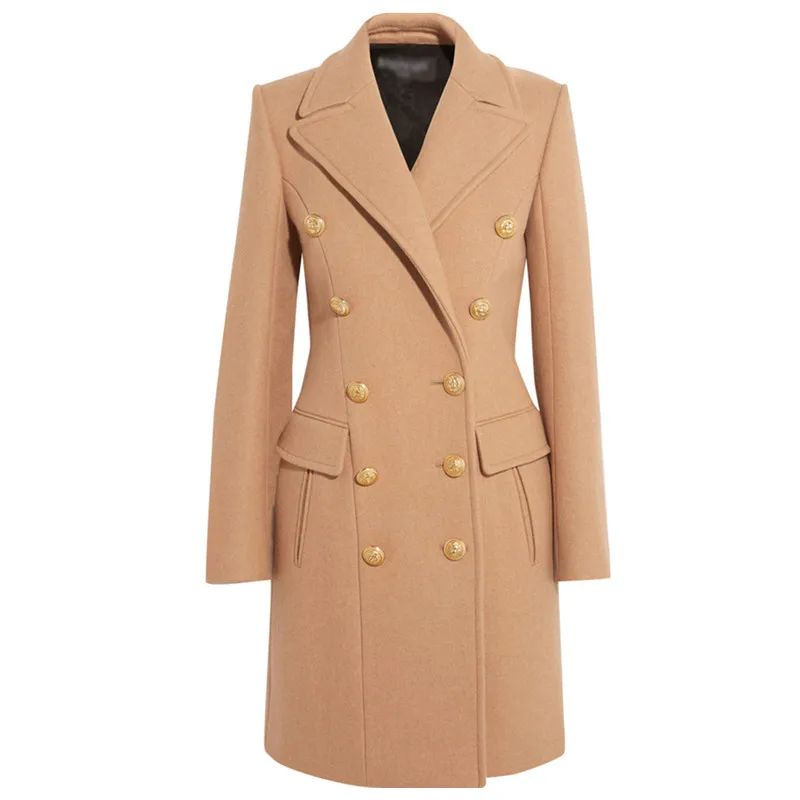 Cassic De Double Veste Militaire Revers Long Nouvelle camel Sauvage Européenne Et Manteau breasted 2018 Hiver Black Automne Style Slim Acrylique Laine Tw8qI7CxW