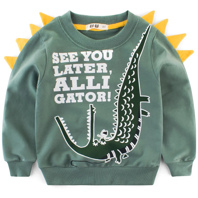 

Cotton Sweatshirts For Boys Girls Cute Fun Crocodile Designer Blouse Kids Hoodies Children Pullover Tops Winter Baby Clothing