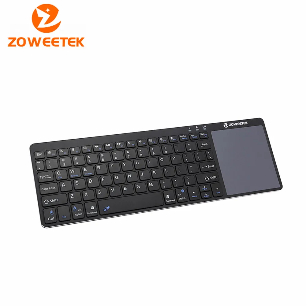 preço Zoweetek K12BT 1 Multimídia Teclado Ultra Slim Sem Fio Bluetooth com Touchpad Para Smart PC Android Google TV Box HTPC IPTV