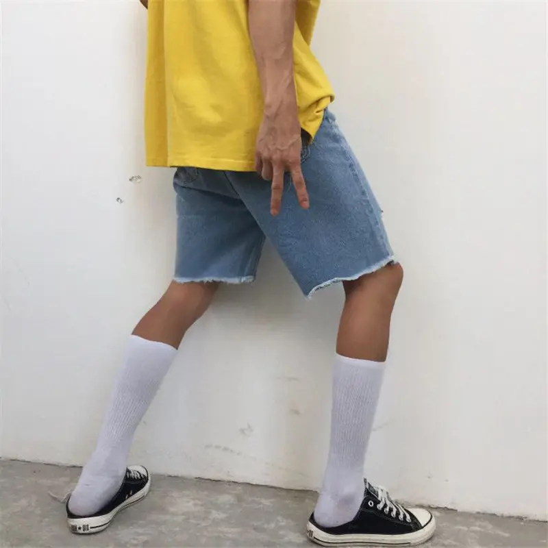 Летние Ulzzang коммутационные винтажные джинсовые шорты 2019 мужские и женские