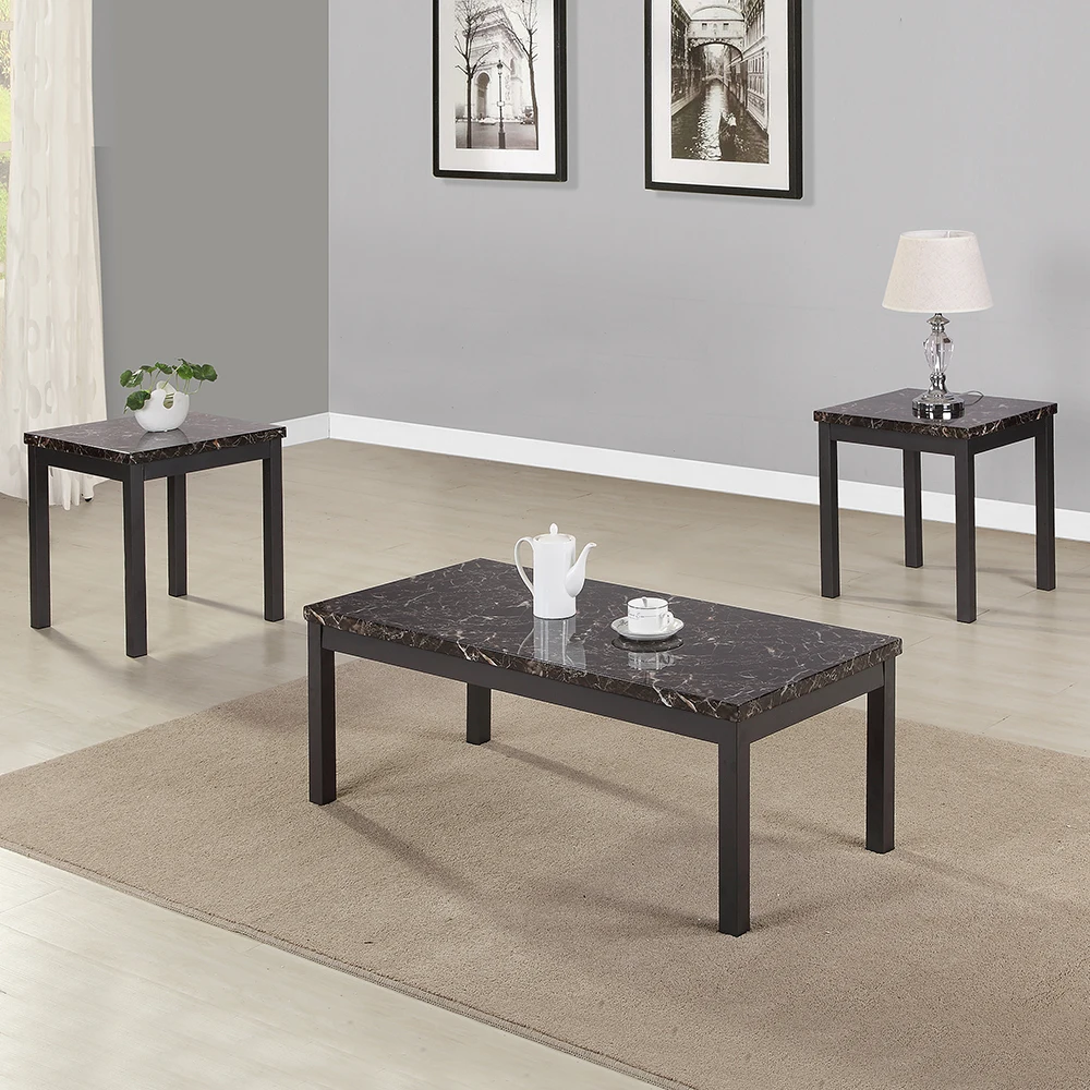 Café Tables 3pcs Modern Style Faux Marble Coffee Table With Metal Legs Modern Upscale Furniture For Living Rooms Dining Rooms