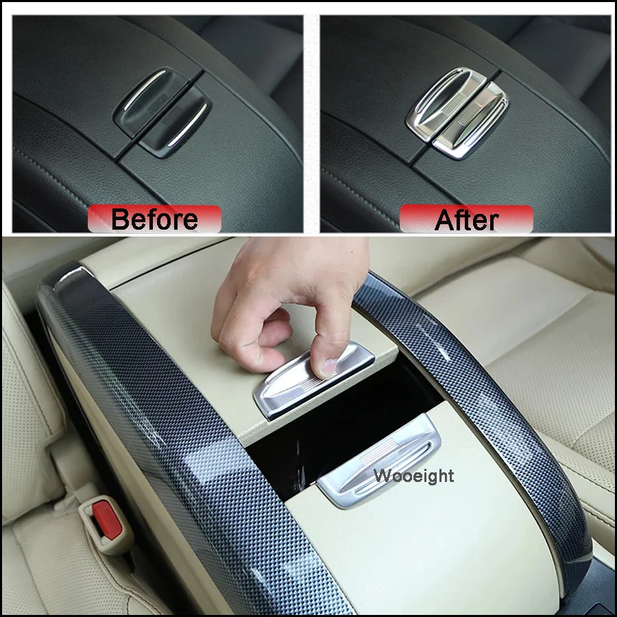 2Pcs Silver Armrest Cover Storage Box Trim For Toyota Highlander  Kluger (XU50) 2014 2015 2016 2017 Car Styling Chrome Trim (3)