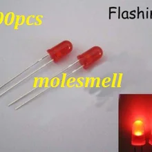 200 шт 5 мм красный разомкнутый круг самовспышка мигающий светодиодный мигание яркий светодиодный s свет 5 мм красный объектив мигающий светодиодный