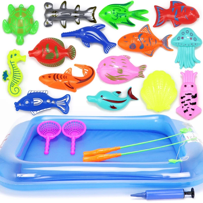 Children Magnetic Fishing Toy Rod Net Play Fish Pool Goods Games Bath  Outdoor Toy for Kids Girls Bathing Game Christmas Gift