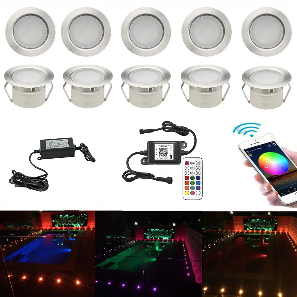 10X WIFI Smart Home 45mm 12V RGB Yard Landscape LED Deck Stair Soffit