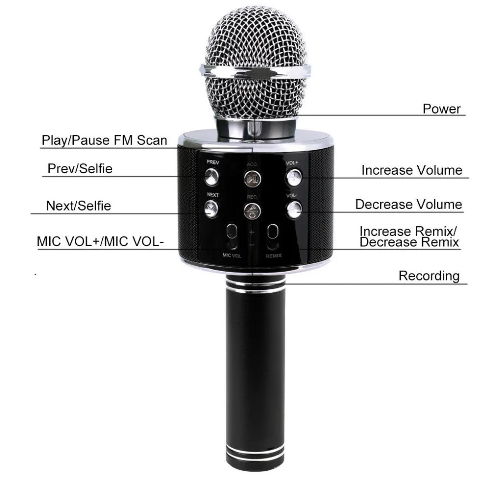 Wster WS858 модный Bluetooth беспроводной конденсаторный волшебный микрофон караоке для мобильного телефона плеер микрофон динамик Запись музыки