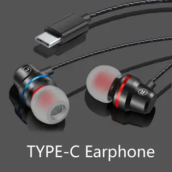 

Type C Earphone Metal Headset Super Bass Earbuds with Microphone For Mobile Phone Xiaomi Huawei Mi 6 8 9 Mate20 Intelligent Wire