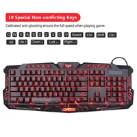 Gaming Keyboard Mechanical Computer Keyboard USB Wired LED 3 Color Red/Blue/Purple Backlit Gamer Lighted Keyboard With MousePad 4