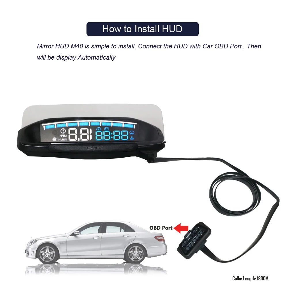 EANOP зеркало 04 Авто HUD Дисплей OBD2 сканер инструмент превышение скорости проектор охранной сигнализации системы