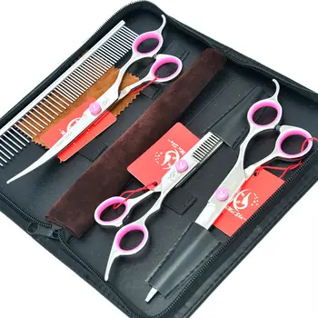 

Pink 7.0Inch Meisha Professional Pet Scissors for Dog Grooming Dog Shears JP440C Big Straight &Thinning&Curved Scissors HB0048