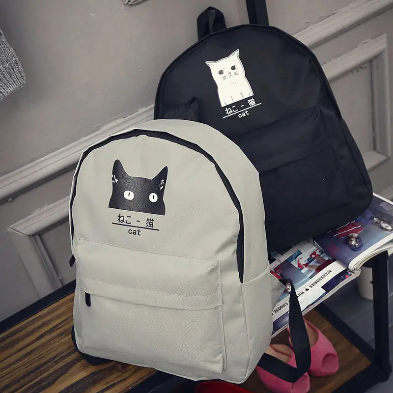 Cute Fashion Girl Womes Canvas Lovely Cat  Backpack Travel Satchel Rucksack School Book Bag