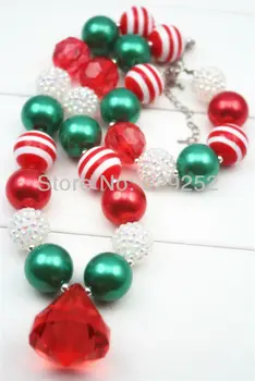 

10Pcs Lot Americana Chunky Necklace and Bracelet Set Girls Chunky Necklace, Girls Bubblegum Chunky Necklace CB079