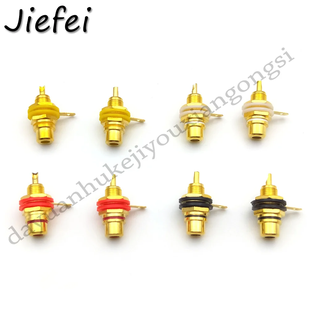 

8Pcs 4 color Gold Plated Panel Mount RCA Female plug Jack Audio Socket Amplifier Chassis Phono Connector with nut solder