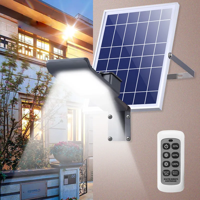 

30W Solar Wall Street Light Light Sensor with Remote Control Floodlight Outdoor Spotlight for Garden Courtyard Garden Wall