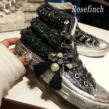 Новинка года; женские парусиновые кроссовки со стразами; модные роскошные черно-белые спортивные кроссовки ручной работы с драгоценными камнями; WK135