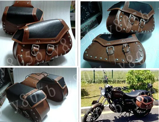 Новая кожаная Боковая Сумка для мотоцикла седельные сумки Honda Yamaha Suzuki Kawasaki