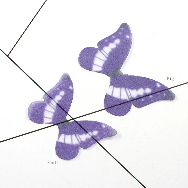 20PC Mini Chiffon Tulle Butterfly Decorative Accessories Adult Making Diy Earring Necklace Arts Crafts Garment Sewing Material - Цвет: 16 Deep Purple Big