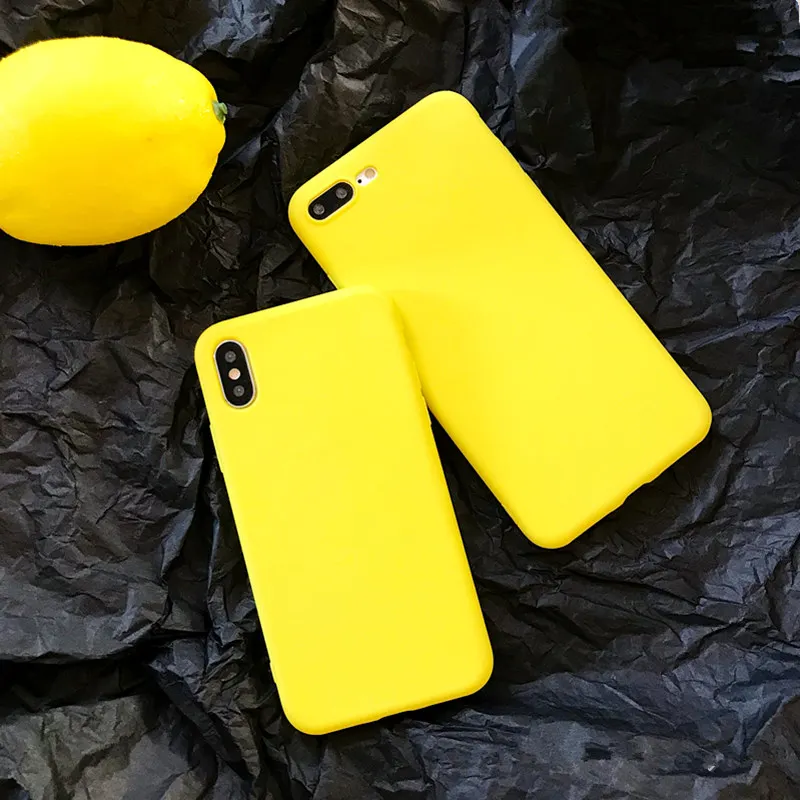 New-Case-For-iPhone-X-5-6s-7-8-solid-color-yellow-mobile-phone-shell-6 (1)