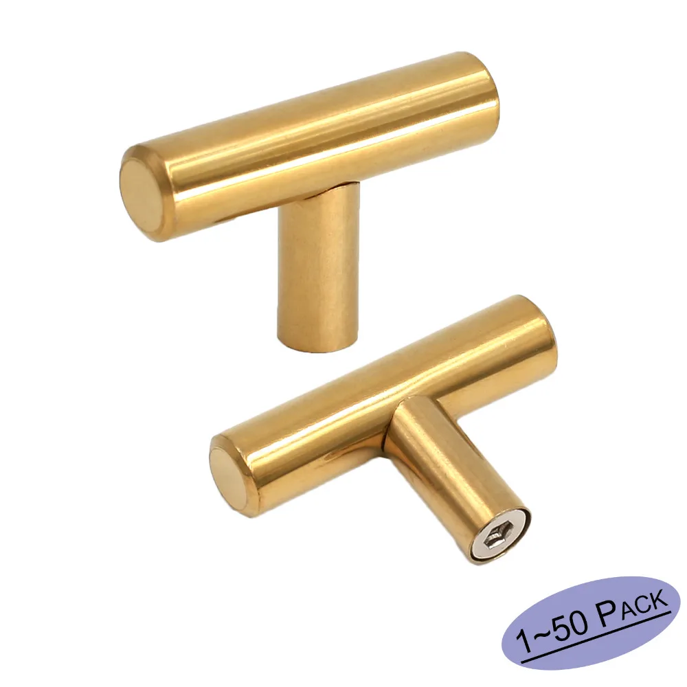 Gold Cabinet Knobs Furniture Office Desk Drawer Dresser Knobs 201PB Stainless Kitchen Cabinet Door Hardware Pulls Handles 1~50PK