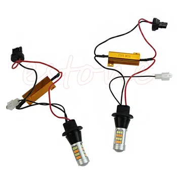 

2Pcs 50W 7440 T20 42-LED 2835 Dual-Color Switchback LED DRL Turn Signal Light Kit