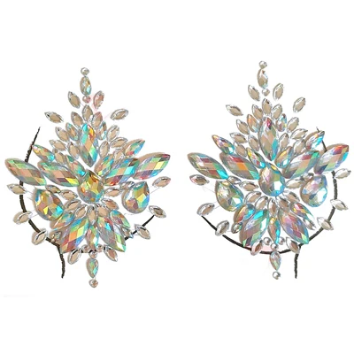 HX Nipple Cover Crystal Bra Stickers Adhesive Diamond Beads Breast Pasties Shiny Tattoo Sticker Bra Accessories Bra Pad Stickers - Цвет: HX
