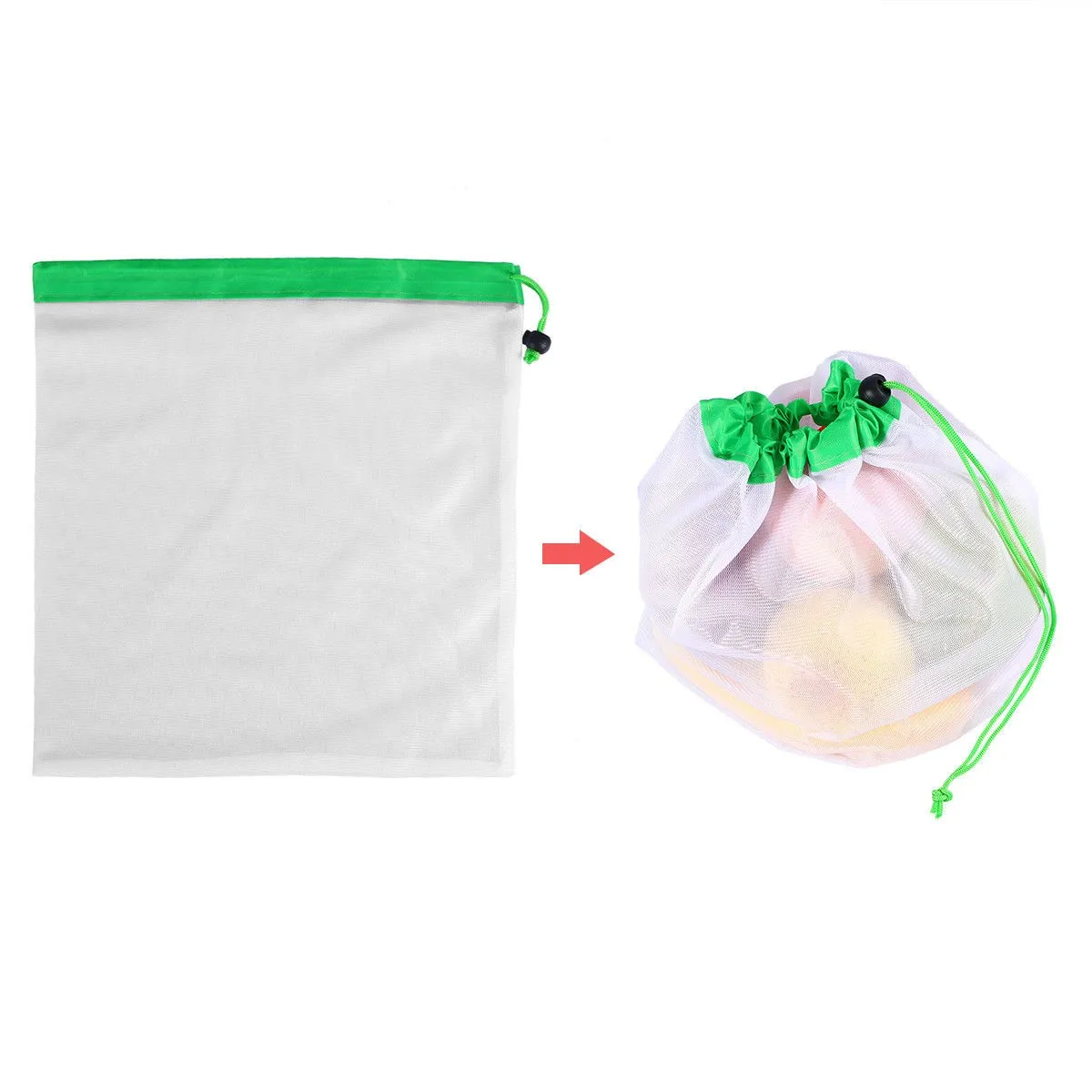 

Environmentally Friendly Green Reusable Mesh Bag Fruit Vegetable Toys Storage Bags for Grocery Shopping Organizer