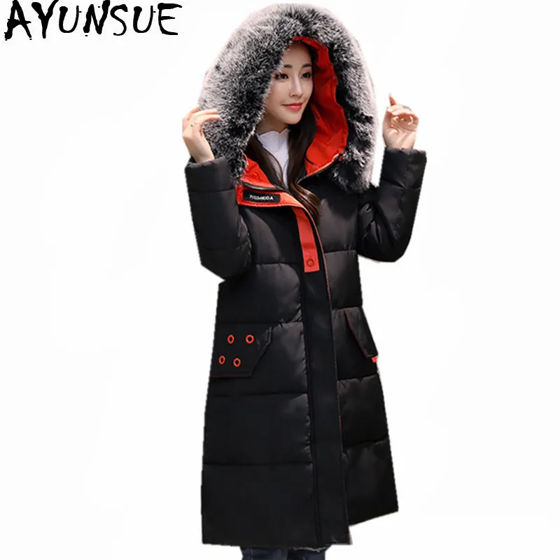 AYUNSUE Mode Parka 2019 Vos Bontkraag Jas Vrouwelijke Gewatteerde Winterjas Vrouwen Maxi Size 5XL Katoen Parka Abrigo Mujer WXF480