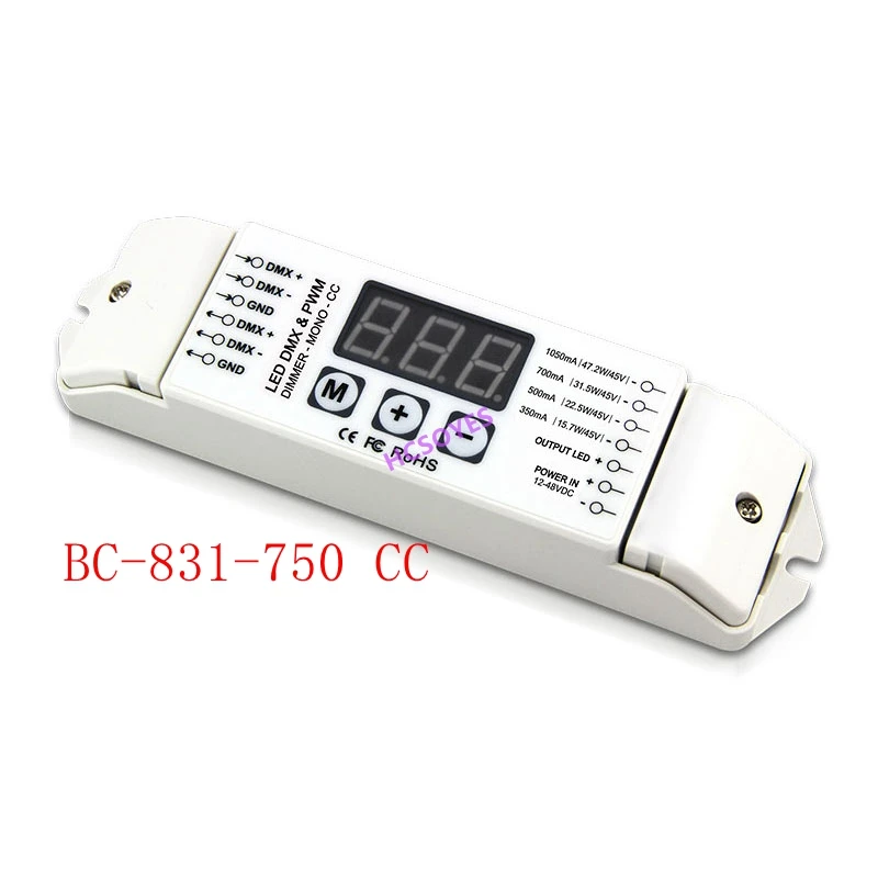 BC-831 BC-831-CC 350 1CH PWM DMX512 контроллер одного цвета CC/CV светодиодный декодер 1 Канал выходной диммер диск DC12V-24V/DC12V-48V