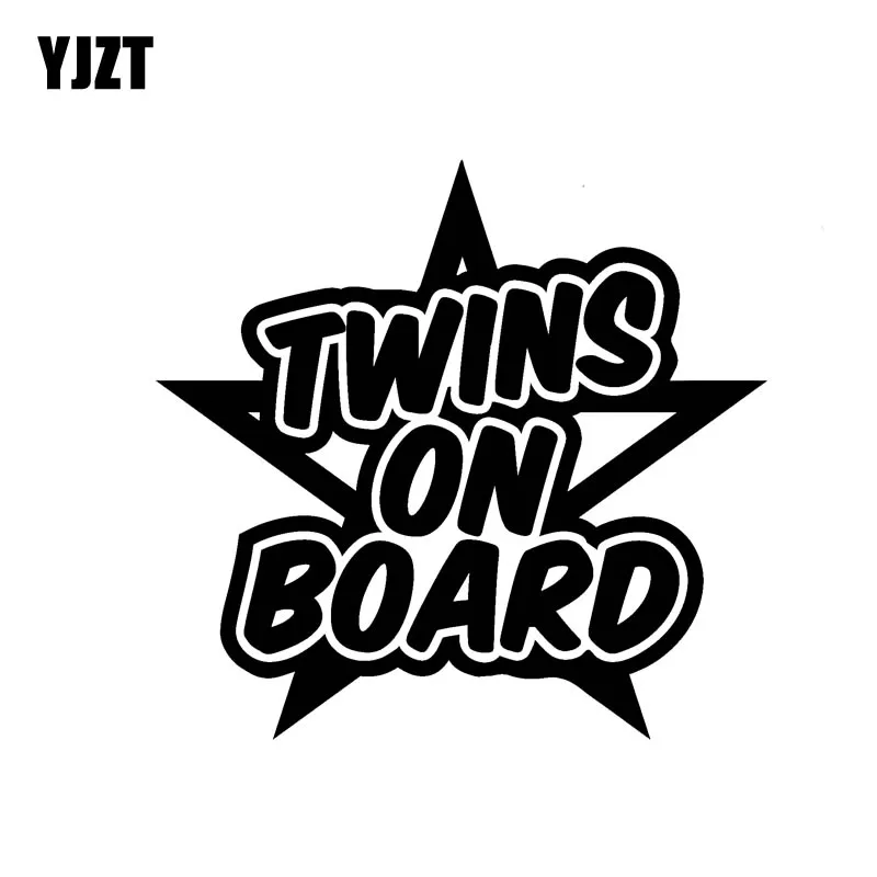 

YJZT 14CM*13.2CM Twins On Board Safety Sign Baby Bus Van Car Window Vinyl Decal Sticker Black/Silver C10-00582