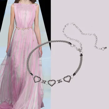 

AWAYTR Metal Waistband for Women Rhinestone Waist Chain for Dress Belt Female Metal Decorative Belt Fashion Accessories