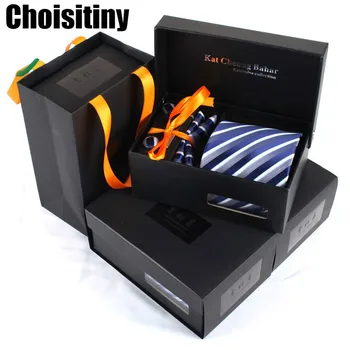 

New Striped men ties set Extra Long Size 145cm*8cm Necktie navy blue Paisley Silk Jacquard Woven Neck Tie Suit Wedding Party