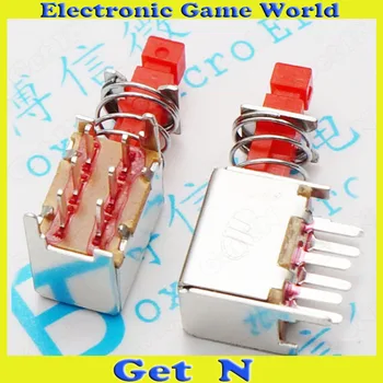

50pcs A03 PS-22F02 6Pins Self Locking Switches Push Buttons with Locking DIP