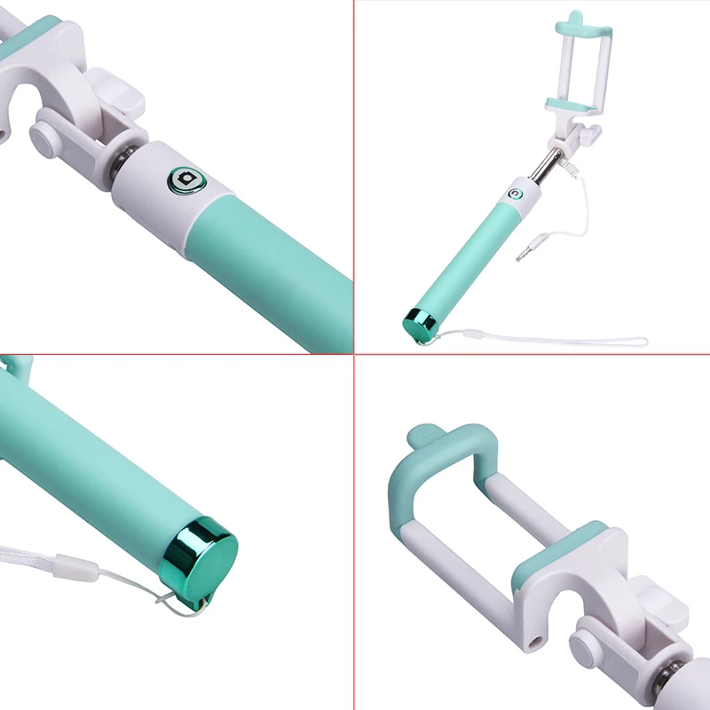 Mini Selfie Stick With Button Wired Silicone Handle Monopod Universal For iPhone 6 5 Android Samsung Huawei Xiaomi Sticks (27)